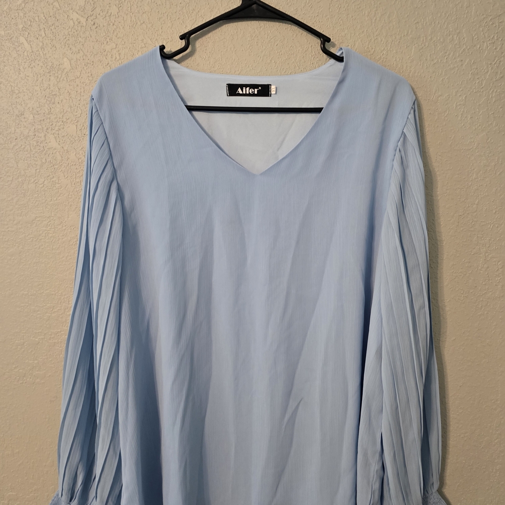 Women's Light Blue V-Neck Top